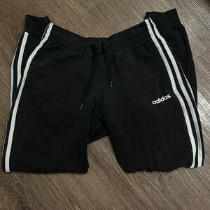 Adidas Black Joggers with White Stripes